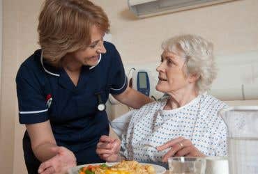 Hospital meal options Healthcare nurse and patient
