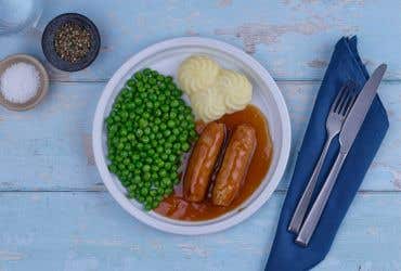 individual hospital main meals Sausage and mash carte choix