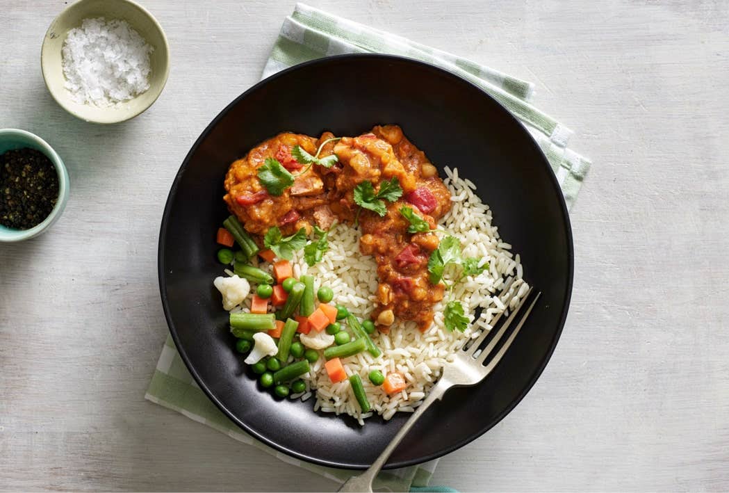 Salmon tagine care home meal